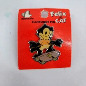 Vintage 1989 Felix the Cat Skateboard Cloisonne Push Pin Applause Retro Cartoon